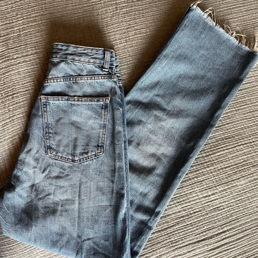 Zara Straight Raw Hem Denim